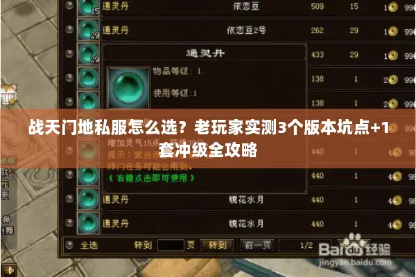 战天门地私服怎么选？老玩家实测3个版本坑点+1套冲级全攻略