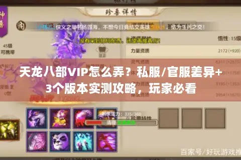 天龙八部VIP怎么弄?私服/官服差异+3个版本实测攻略,玩家必看 天龙八部VIP怎么弄?私服/官服差异+3个版本实测攻略,玩家必看