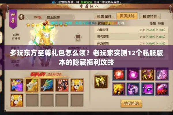 多玩东方至尊礼包怎么领?老玩家实测12个私服版本的隐藏福利攻略 多玩东方至尊礼包怎么领?老玩家实测12个私服版本的隐藏福利攻略