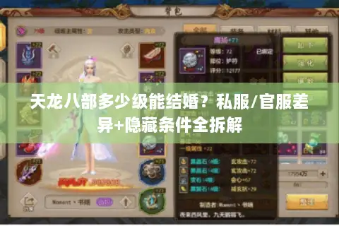 天龙八部多少级能结婚？私服/官服差异+隐藏条件全拆解