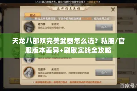 天龙八部双完美武器怎么选？私服/官服版本差异+刷取实战全攻略
