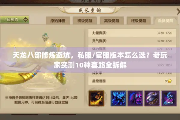 天龙八部修炼避坑,私服/官服版本怎么选?老玩家实测10种套路全拆解 天龙八部修炼避坑,私服/官服版本怎么选?老玩家实测10种套路全拆解