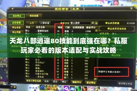 天龙八部逍遥80技能到底强在哪？私服玩家必看的版本适配与实战攻略