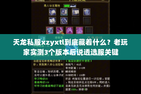 天龙私服xzyxtl到底藏着什么？老玩家实测3个版本后说透选服关键