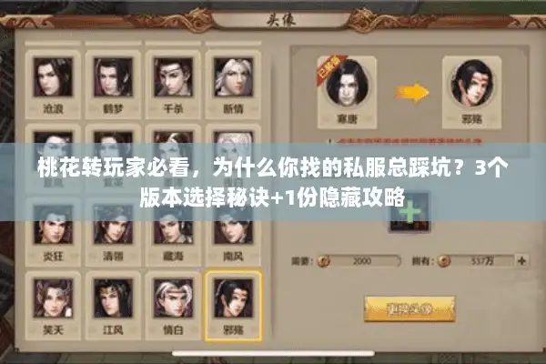 桃花转玩家必看,为什么你找的私服总踩坑?3个版本选择秘诀+1份隐藏攻略 桃花转玩家必看,为什么你找的私服总踩坑?3个版本选择秘诀+1份隐藏攻略