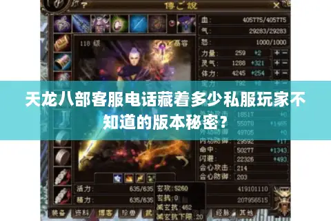 天龙八部客服电话藏着多少私服玩家不知道的版本秘密？
