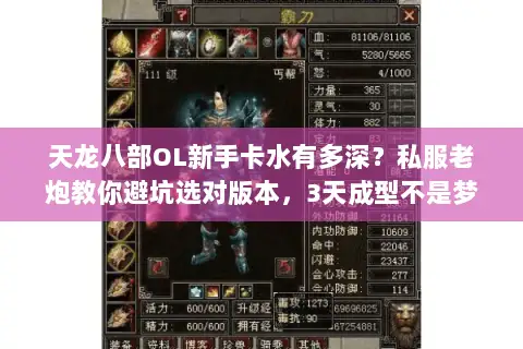 天龙八部OL新手卡水有多深？私服老炮教你避坑选对版本，3天成型不是梦