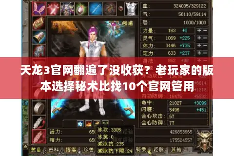 天龙3官网翻遍了没收获？老玩家的版本选择秘术比找10个官网管用