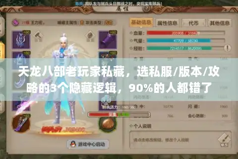 天龙八部老玩家私藏，选私服/版本/攻略的3个隐藏逻辑，90%的人都错了
