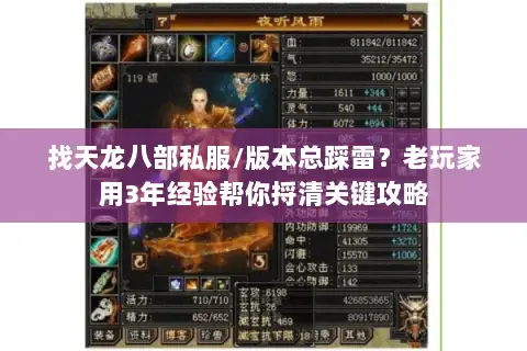 找天龙八部私服/版本总踩雷？老玩家用3年经验帮你捋清关键攻略