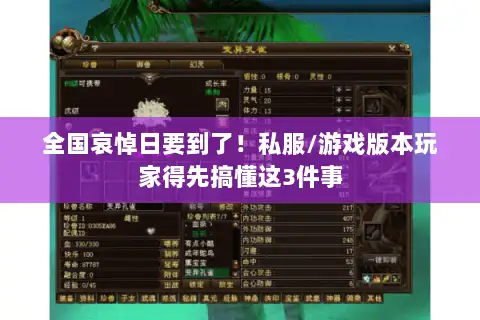 全国哀悼日要到了！私服/游戏版本玩家得先搞懂这3件事