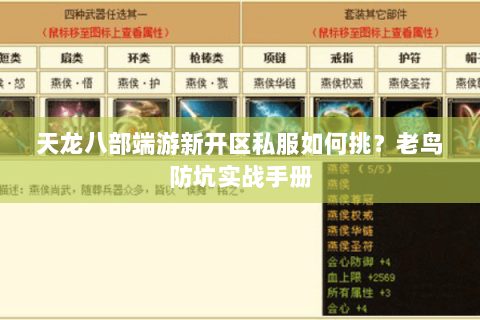 天龙八部端游新开区私服如何挑?老鸟防坑实战手册 天龙八部端游新开区私服如何挑?老鸟防坑实战手册