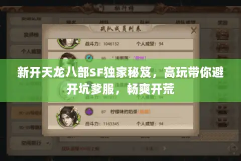 新开天龙八部SF独家秘笈，高玩带你避开坑爹服，畅爽开荒