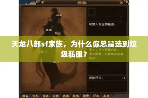 天龙八部sf家族,为什么你总是选到垃圾私服? 天龙八部sf家族,为什么你总是选到垃圾私服?