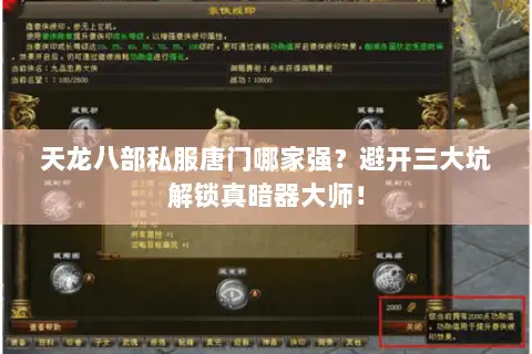 天龙八部私服唐门哪家强？避开三大坑解锁真暗器大师！