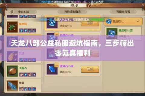 天龙八部公益私服避坑指南，三步筛出零氪真福利