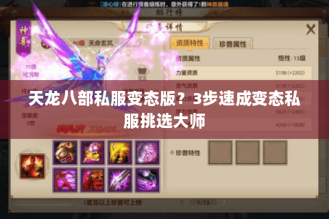 天龙八部私服变态版？3步速成变态私服挑选大师
