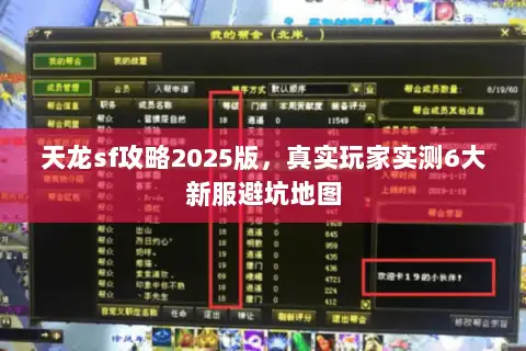 天龙sf攻略2025版,真实玩家实测6大新服避坑地图 天龙sf攻略2025版,真实玩家实测6大新服避坑地图