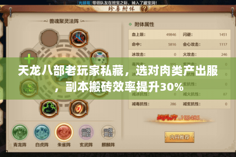 天龙八部老玩家私藏,选对肉类产出服,副本搬砖效率提升30% 天龙八部老玩家私藏,选对肉类产出服,副本搬砖效率提升30%