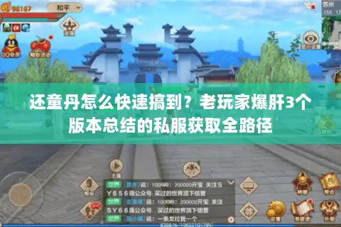 还童丹怎么快速搞到?老玩家爆肝3个版本总结的私服获取全路径 还童丹怎么快速搞到?老玩家爆肝3个版本总结的私服获取全路径