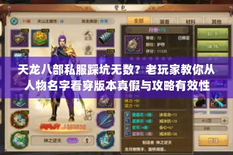 天龙八部私服踩坑无数？老玩家教你从人物名字看穿版本真假与攻略有效性