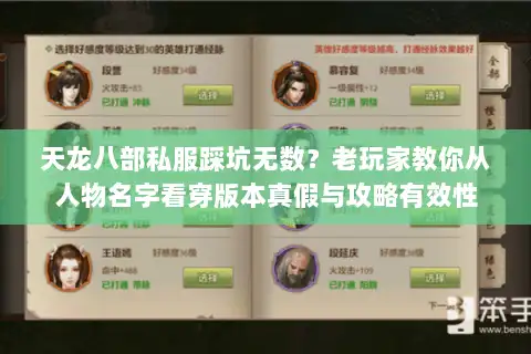 天龙八部私服踩坑无数？老玩家教你从人物名字看穿版本真假与攻略有效性