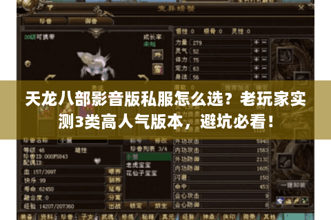 天龙八部影音版私服怎么选？老玩家实测3类高人气版本，避坑必看！