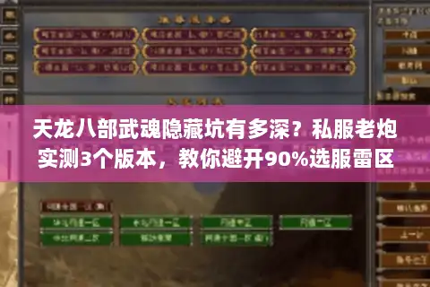 天龙八部武魂隐藏坑有多深?私服老炮实测3个版本,教你避开90%选服雷区 天龙八部武魂隐藏坑有多深?私服老炮实测3个版本,教你避开90%选服雷区
