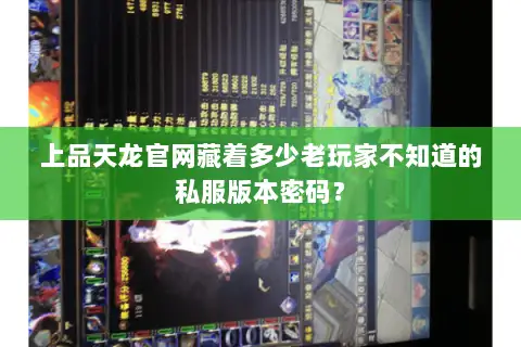 上品天龙官网藏着多少老玩家不知道的私服版本密码？