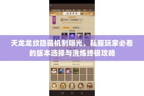 天龙龙纹隐藏机制曝光,私服玩家必看的版本选择与洗炼终极攻略 天龙龙纹隐藏机制曝光,私服玩家必看的版本选择与洗炼终极攻略