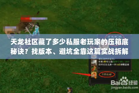 天龙社区藏了多少私服老玩家的压箱底秘诀？找版本、避坑全靠这篇实战拆解