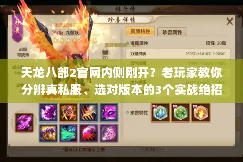 天龙八部2官网内侧刚开？老玩家教你分辨真私服、选对版本的3个实战绝招