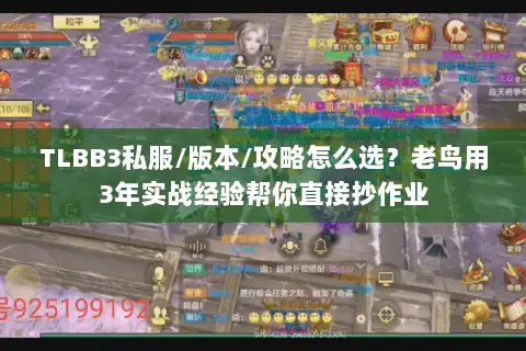 TLBB3私服/版本/攻略怎么选？老鸟用3年实战经验帮你直接抄作业