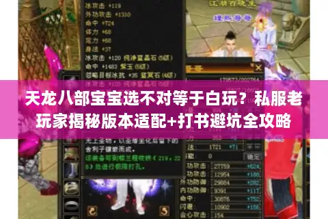 天龙八部宝宝选不对等于白玩？私服老玩家揭秘版本适配+打书避坑全攻略