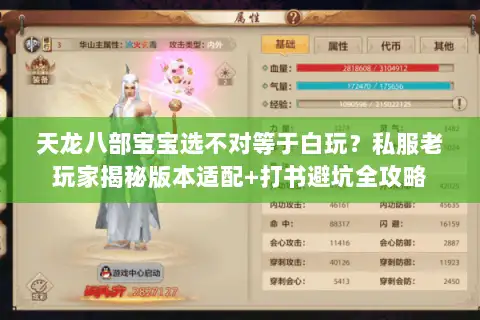 天龙八部宝宝选不对等于白玩？私服老玩家揭秘版本适配+打书避坑全攻略