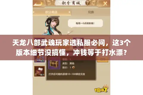 天龙八部武魂玩家选私服必问，这3个版本细节没搞懂，冲钱等于打水漂？