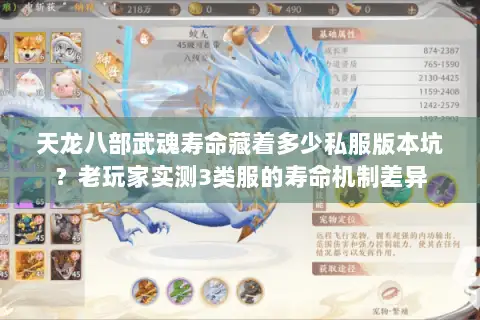 天龙八部武魂寿命藏着多少私服版本坑？老玩家实测3类服的寿命机制差异