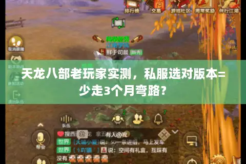 天龙八部老玩家实测，私服选对版本=少走3个月弯路？