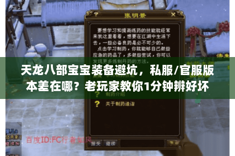 天龙八部宝宝装备避坑,私服/官服版本差在哪?老玩家教你1分钟辨好坏 天龙八部宝宝装备避坑,私服/官服版本差在哪?老玩家教你1分钟辨好坏