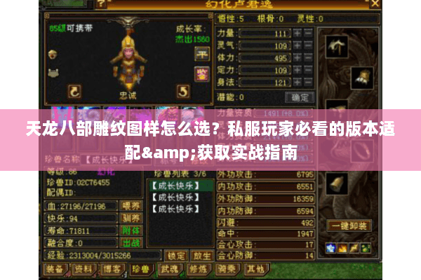 天龙八部雕纹图样怎么选？私服玩家必看的版本适配&获取实战指南