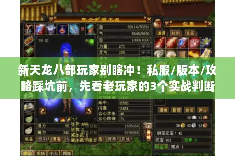 新天龙八部玩家别瞎冲!私服/版本/攻略踩坑前,先看老玩家的3个实战判断 新天龙八部玩家别瞎冲!私服/版本/攻略踩坑前,先看老玩家的3个实战判断