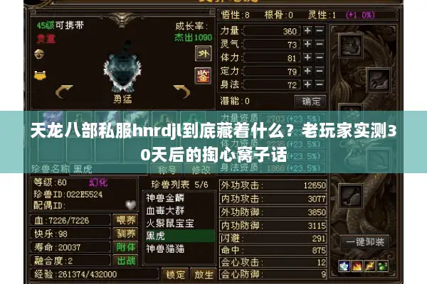 天龙八部私服hnrdjl到底藏着什么？老玩家实测30天后的掏心窝子话