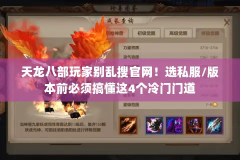 天龙八部玩家别乱搜官网!选私服/版本前必须搞懂这4个冷门门道 天龙八部玩家别乱搜官网!选私服/版本前必须搞懂这4个冷门门道