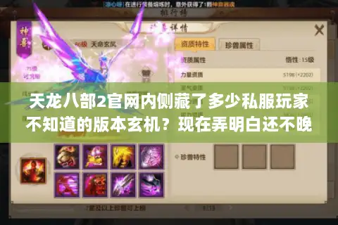 天龙八部2官网内侧藏了多少私服玩家不知道的版本玄机?现在弄明白还不晚 天龙八部2官网内侧藏了多少私服玩家不知道的版本玄机?现在弄明白还不晚