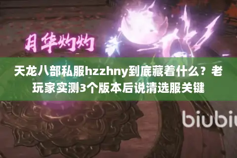 天龙八部私服hzzhny到底藏着什么？老玩家实测3个版本后说清选服关键