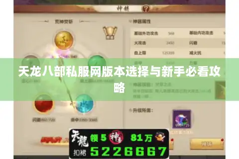 天龙八部私服网版本选择与新手必看攻略 天龙八部私服网版本选择与新手必看攻略