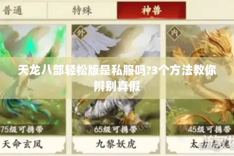 天龙八部轻松版是私服吗?3个方法教你辨别真假 天龙八部轻松版是私服吗?3个方法教你辨别真假