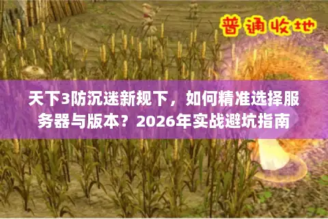 天下3防沉迷新规下，如何精准选择服务器与版本？2026年实战避坑指南