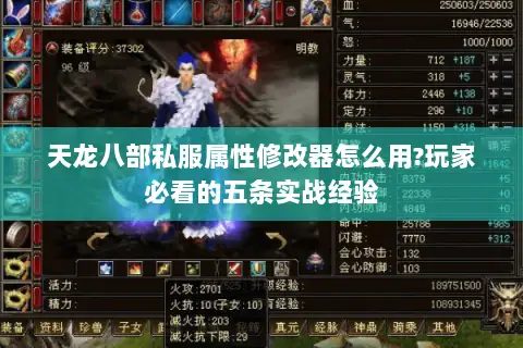 天龙八部私服属性修改器怎么用?玩家必看的五条实战经验