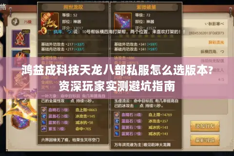 鸿益成科技天龙八部私服怎么选版本?资深玩家实测避坑指南